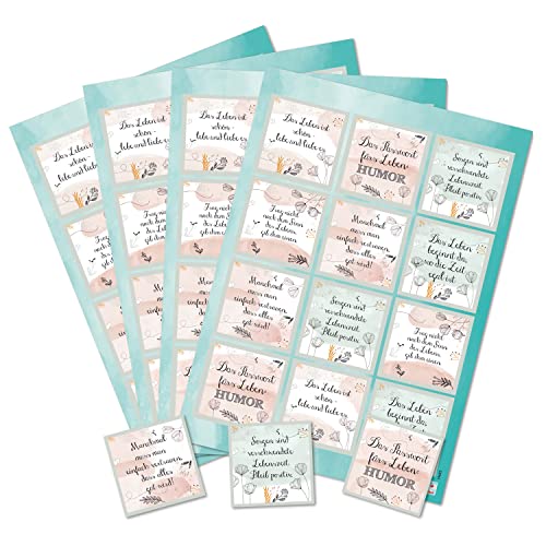 Logbuch-Verlag 48 Sprüche Sticker Liebe Worte für alle Anlässe 6 x 6 cm Geschenkaufkleber rosa weiß grün Geburtstag von Logbuch-Verlag