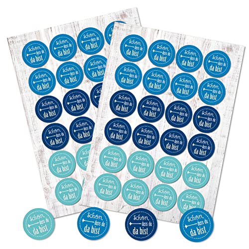 Logbuch-Verlag 48 Sticker "Schön dass du da bist" Aufkleber blau türkis hellblau Ø 4 cm Gastgeschenk Willkommensgeschenk Etiketten Logbuch-Verlag 48 Sticker "Schön dass du da bist" Aufkleber blau türkis hellblau Ø 4 cm Gastgeschenk Willkommensgeschenk Etiketten von Logbuch-Verlag