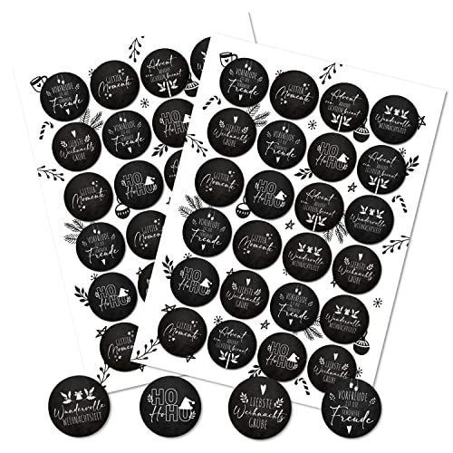 Logbuch-Verlag 48 Weihnachten Sprüche Aufkleber - Weihnachtsgrüße schwarz weiß modern Ø 4 cm Weihnachtssticker rund selbstklebend Logbuch-Verlag 48 Weihnachten Sprüche Aufkleber - Weihnachtsgrüße schwarz weiß modern Ø 4 cm Weihnachtssticker rund selbstklebend von Logbuch-Verlag