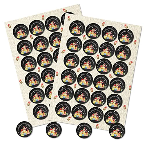 Logbuch-Verlag 48 Weihnachtssticker Aufkleber rund WUNDERBARE WEIHNACHTEN schwarz weiß rot bunt 4 cm selbstklebend Etiketten Geschenkverpackung Geschenke Verpackung von Logbuch-Verlag