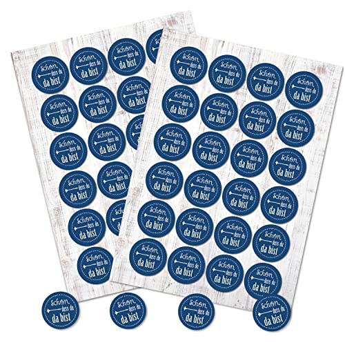 Logbuch-Verlag 48 blau weiße Schön dass du da bist Aufkleber rund 4 cm Gastgeschenke Tischkarten maritim blau Logbuch-Verlag 48 blau weiße Schön dass du da bist Aufkleber rund 4 cm Gastgeschenke Tischkarten maritim blau von Logbuch-Verlag