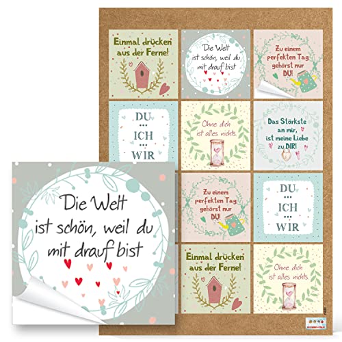 Logbuch-Verlag 48 bunte Sprücheaufkleber quadratisch 6 x 6 cm - Geschenkaufkleber für Verpackungen & Briefe Logbuch-Verlag 48 bunte Sprücheaufkleber quadratisch 6 x 6 cm - Geschenkaufkleber für Verpackungen & Briefe von Logbuch-Verlag
