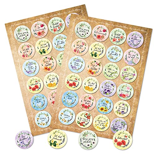 Logbuch-Verlag 48 positive Sprüche Aufkleber mit Blumen liebe Worte Sticker 4 cm rund Geburtstag Achtsamkeit von Logbuch-Verlag