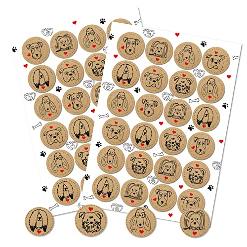 Logbuch-Verlag 48 runde Hunde Aufkleber in Kraftpapier-Optik braun schwarz mit rotem Herz - Hundeaufkleber Tier Sticker Logbuch-Verlag 48 runde Hunde Aufkleber in Kraftpapier-Optik braun schwarz mit rotem Herz - Hundeaufkleber Tier Sticker von Logbuch-Verlag