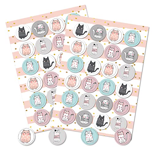 Logbuch-Verlag 48 runde Katzen Aufkleber rosa blau weiß - Tieraufkleber Katzensticker für Kinder Logbuch-Verlag 48 runde Katzen Aufkleber rosa blau weiß - Tieraufkleber Katzensticker für Kinder von Logbuch-Verlag