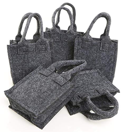 Logbuch-Verlag 5 kleine Geschenktaschen aus Filz zum Befüllen 10 x 5 x 10 cm mini Filztasche Verpackung Ostern anthrazit Stofftaschen von Logbuch-Verlag