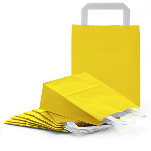 Logbuch-Verlag 5 gelbe Papiertüten 18 x 8 x 22 cm - Papiertasche Geschenktüte Geschenkbeutel - Verpackung für Geschenke Mitgebsel Ostergeschenke von Logbuch-Verlag