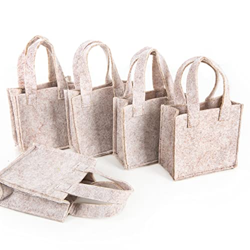 Logbuch-Verlag 5 kleine beige Geschenktaschen mini Filz 10 x 10 cm Ostern Verpackung Beutel Filztasche zum Befüllen von Logbuch-Verlag