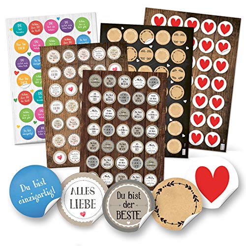 Logbuch-Verlag 175 Geschenkaufkleber Sticker Sprüche Herzen blanko Aufkleber Aufkleber für Geschenke Geburtstag liebe Worte von Logbuch-Verlag