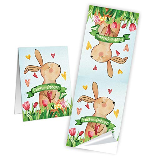 Logbuch-Verlag 50 Banderolen Osteretiketten mit dem Text Frohe Ostern lange Ostern Aufkleber für Kunden Kinder Gäste Geschenke 5 x 14,8 cm Logbuch-Verlag 50 Banderolen Osteretiketten mit dem Text Frohe Ostern lange Ostern Aufkleber für Kunden Kinder Gäste Geschenke 5 x 14,8 cm von Logbuch-Verlag