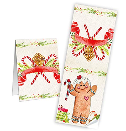 Logbuch-Verlag 50 Weihnachtsaufkleber Pfefferkuchen Gebäck 7 x 21 cm Kunden Kinder Geschenke verpacken von Logbuch-Verlag