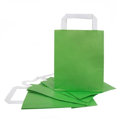 Logbuch-Verlag 50 grüne Papiertüten mit Tragegriff 18 x 8 x 22 cm Geschenktasche hellgrün zum Befüllen von Logbuch-Verlag