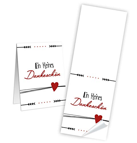 Logbuch-Verlag 50 lange Aufkleber EIN KLEINES DANKESCHÖN weiß schwarz rot mit Herz Sticker Dankesaufkleber Papiertüten verschließen basteln Danke von Logbuch-Verlag