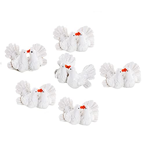 Logbuch-Verlag 6 kleine Tauben Paare Hochzeit Deko weiße Turteltauben 4 x 2 cm Hochzeitsdeko Tischdeko von Logbuch-Verlag