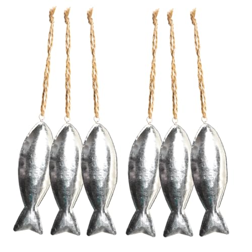 Logbuch-Verlag 6 silberfarbene Fische mit Schnur zum Aufhängen 9,5 cm Kommunion Sommer Küste Meer Dekoration zum Hängen Logbuch-Verlag 6 silberfarbene Fische mit Schnur zum Aufhängen 9,5 cm Kommunion Sommer Küste Meer Dekoration zum Hängen von Logbuch-Verlag