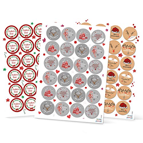 Logbuch-Verlag 72 Frohe Weihnachten Text Aufkleber für Kunden Geschenke Mitarbeiter Verpackung rund 4 cm Logbuch-Verlag 72 Frohe Weihnachten Text Aufkleber für Kunden Geschenke Mitarbeiter Verpackung rund 4 cm von Logbuch-Verlag