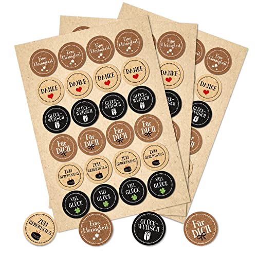 Logbuch-Verlag Sticker Set 72 Viel Glück Danke Alles Gute Aufkleber für Geburtstag Silvester Schulabschluss Geschenkaufkleber 4 cm rund von Logbuch-Verlag