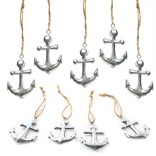 Logbuch-Verlag 9 Anker Anhänger 6,5 cm Metall Silber Glücksbringer Ankeranhänger mit Schnur zum Aufhängen Maritime Deko von Logbuch-Verlag