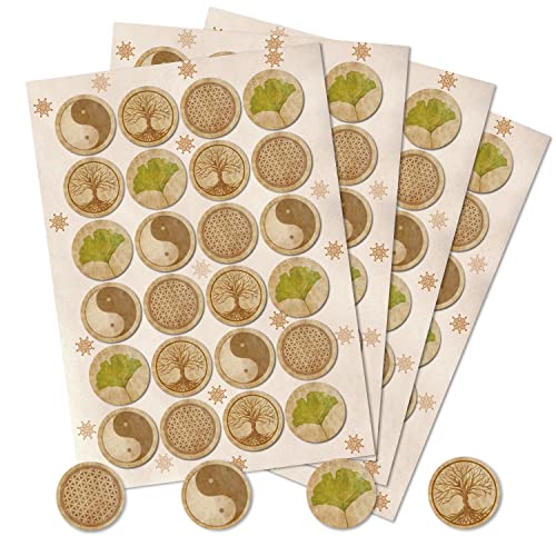 Logbuch-Verlag 96 Aufkleber Yin Yang + Lebensbaum + Lebensblume + Ginkgo - spirituelle Symbole Sticker Etiketten natur braun grün Logbuch-Verlag 96 Aufkleber Yin Yang + Lebensbaum + Lebensblume + Ginkgo - spirituelle Symbole Sticker Etiketten natur braun grün von Logbuch-Verlag