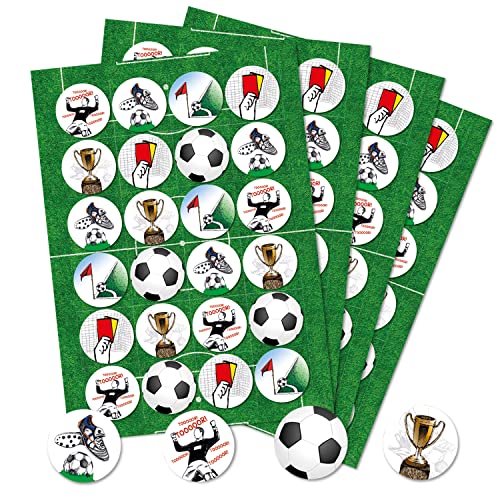 Logbuch-Verlag 96 Fußball Aufkleber Sticker Etiketten selbstklebend Deko Basteln Geschenkaufkleber Kinder Jungen Weltmeisterschaft Europameisterschaft Tor grün weiß schwarz rot von Logbuch-Verlag