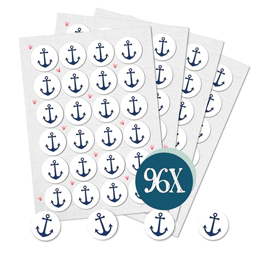 Aufkleber Anker, 96er Set: Maritime Sticker, Deko Sommer, Meer & Strand, Aufkleber Maritim, Dekoration für Karten, Geschenke & Party, Dekosticker Klein, Maritimdeko, Schiffsanker, Weiß/Blau, Ø 4 cm Aufkleber Anker, 96er Set: Maritime Sticker, Deko Sommer, Meer & Strand, Aufkleber Maritim, Dekoration für Karten, Geschenke & Party, Dekosticker Klein, Maritimdeko, Schiffsanker, Weiß/Blau, Ø 4 cm von Logbuch-Verlag