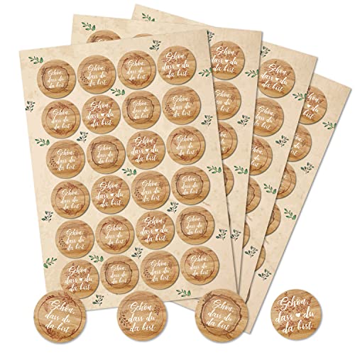 Logbuch-Verlag 96 Schön dass Du da bist Sticker Gastgeschenk Tischkarten Feste rund 4 cm Hochzeit Feste von Logbuch-Verlag