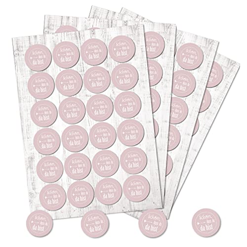 Logbuch-Verlag 96 SCHÖN DASS DU DA BIST Aufkleber ROSA WEISS Sticker Etikett Gäste Deko Hochzeit Gastgeschenk give-away Hochzeit Geburtstag Kommunion Taufe Baby Party von Logbuch-Verlag