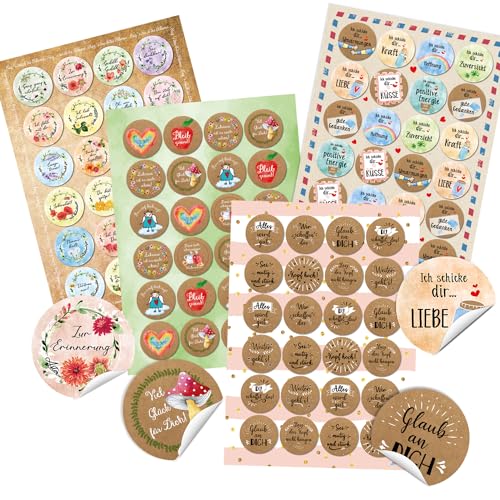 Logbuch-Verlag 96 Sprüche Aufkleber Sticker Geburtstag Liebe Freunde rund 4 cm bunt Spruchaufkleber von Logbuch-Verlag