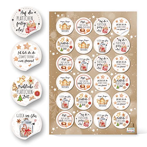 Logbuch-Verlag 96 Weihnachtssticker Weihnachten Sprüche Aufkleber für Geschenke Plätzchen Pralinen rund 4 cm von Logbuch-Verlag
