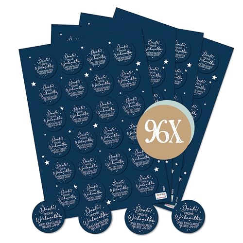 Logbuch-Verlag 96 Weihnachtssticker blau weiß Danke & Frohe Weihnachten Etiketten rund - Weihnachtspost Kunden Geschenk Firma Business Ø 4 cm Logbuch-Verlag 96 Weihnachtssticker blau weiß Danke & Frohe Weihnachten Etiketten rund - Weihnachtspost Kunden Geschenk Firma Business Ø 4 cm von Logbuch-Verlag