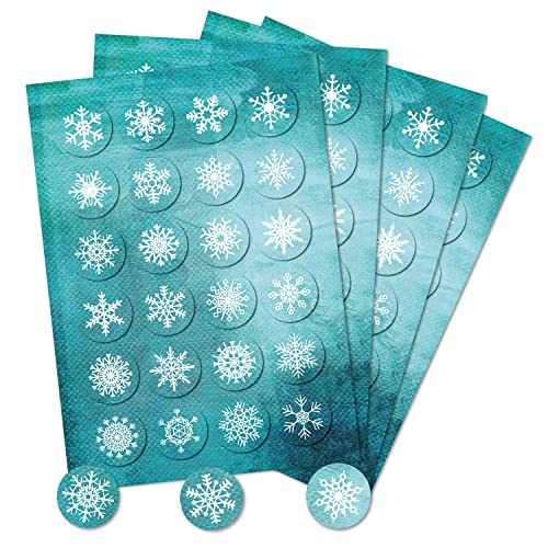 Logbuch-Verlag 96 kleine runde Schneeflocken Weihnachtsaufkleber türkis blau weiß 4 cm Aufkleber - Geschenkaufkleber Sticker Weihnachten Geschenk Verpackung verzieren von Logbuch-Verlag