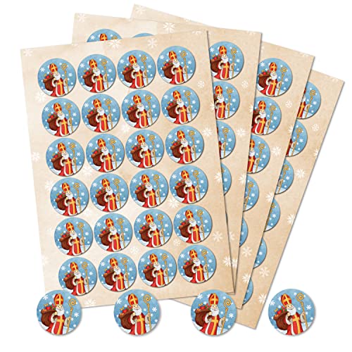 Logbuch-Verlag 96 Aufkleber HEILIGER NIKOLAUS Santa Weihnachten rund 4 cm Nikolausaufkleber Geschenk Verpackung verzieren für Kinder blau rot gold Logbuch-Verlag 96 Aufkleber HEILIGER NIKOLAUS Santa Weihnachten rund 4 cm Nikolausaufkleber Geschenk Verpackung verzieren für Kinder blau rot gold von Logbuch-Verlag