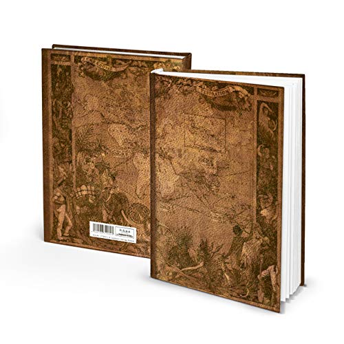 Logbuch-Verlag A4 Notizbuch liniert vintage Buch braun Globus Weltkarte Hardcover 128 Seiten Tagebuch Geschenk von Logbuch-Verlag