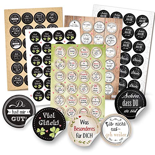 Logbuch-Verlag Aufkleber SET schwarz weiß grün Sprücheaufkleber Viel Glück Danke Motivation Geschenkaufkleber Mix Verzierung Verpackung von Logbuch-Verlag