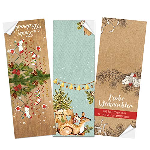 Logbuch-Verlag Banderolen Aufkleber Set Weihnachten 30 Weihnachtsaufkleber braun rot Verpackung Deko Sticker 7 x 21 cm groß von Logbuch-Verlag