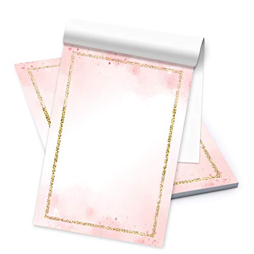 Logbuch-Verlag Briefpapier rosa weiß mit goldenem Rand DIN A5 Briefblock - Motivpapier Block für Einladungen Briefe schreiben Geschenk Kommunion Mädchen von Logbuch-Verlag