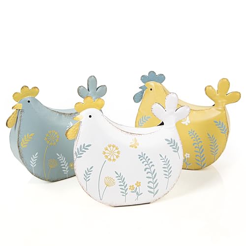 Logbuch-Verlag Deko 3 Hühner Deko Ostern aus Metall gelb weiß blau zum Hinstellen 15 cm Geschenk Küche Sommer Garten 15 x 13 cm Logbuch-Verlag Deko 3 Hühner Deko Ostern aus Metall gelb weiß blau zum Hinstellen 15 cm Geschenk Küche Sommer Garten 15 x 13 cm von Logbuch-Verlag