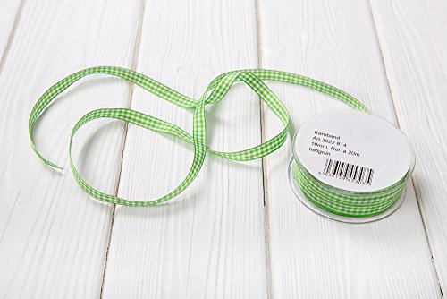 Logbuch-Verlag grün weiß kariertes Band Geschenkband Karoband Bastelband hellgrün 20 m x 10 mm von Logbuch-Verlag