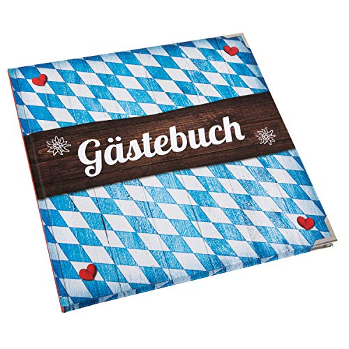 Logbuch-Verlag Gästebuch bayerisch blau weiß 21 x 21 cm quadratisch mit Rautenmuster - Hochzeit Fest Hotel Gastronomie Bayern von Logbuch-Verlag
