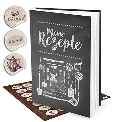Logbuch-Verlag Geschenkset für die Küche - großes Kochbuch zum Selberschreiben DIN A4 + vintage Küchenaufkleber - Geschenk Hobbykoch Logbuch-Verlag Geschenkset für die Küche - großes Kochbuch zum Selberschreiben DIN A4 + vintage Küchenaufkleber - Geschenk Hobbykoch von Logbuch-Verlag