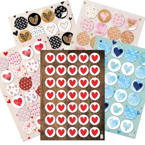 Logbuch-Verlag Herzaufkleber SET 131 Sticker mit Herzen Geburtstag Kinderaufkleber Valentinstag Liebe Etiketten bunt rund 4 cm von Logbuch-Verlag