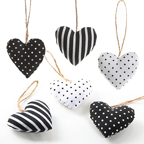 Deko Herzen zum Aufhängen, 6er Set: Herzanhänger Stoff, Stoffanhänger, Dekoherzen, Herz-Anhänger Hochzeit, Sommer, Taufe, Hochzeitssdeko Zweige, Hängedeko, Stoffherzen klein, Schwarz & Weiß, 5 x 6 cm Deko Herzen zum Aufhängen, 6er Set: Herzanhänger Stoff, Stoffanhänger, Dekoherzen, Herz-Anhänger Hochzeit, Sommer, Taufe, Hochzeitssdeko Zweige, Hängedeko, Stoffherzen klein, Schwarz & Weiß, 5 x 6 cm von Logbuch-Verlag