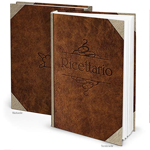 Logbuch-Verlag Rezeptbuch leer blanko mit italienischem Titel RICETTARIO A4 - Kochbuch zum Selberschreiben braun Lederoptik von Logbuch-Verlag
