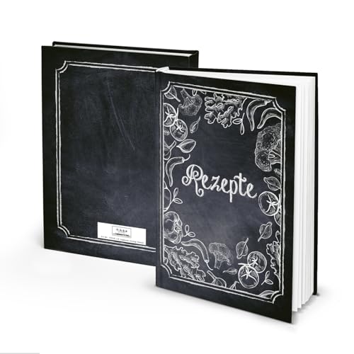 Logbuch-Verlag Rezeptbuch zum Selberschreiben A4 schwarz weiß Geschenk Geburtstag 164 Seiten leeres Buch für Rezepte von Logbuch-Verlag