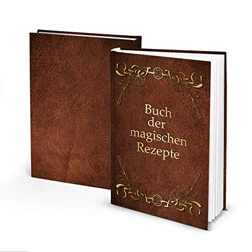 Logbuch-Verlag Rezeptbuch zum Selberschreiben Buch der magischen Rezepte leeres Kochbuch in Lederoptik Geburtstag Geschenk A5 von Logbuch-Verlag
