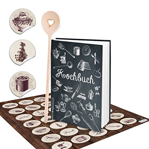 Logbuch-Verlag SET Eigenes kleines Rezeptbuch vintage Kochbuch zum Selberschreiben MIT Kochlöffel MIT Küchen Aufkleber Utensilien DIN A5 Logbuch-Verlag SET Eigenes kleines Rezeptbuch vintage Kochbuch zum Selberschreiben MIT Kochlöffel MIT Küchen Aufkleber Utensilien DIN A5 von Logbuch-Verlag