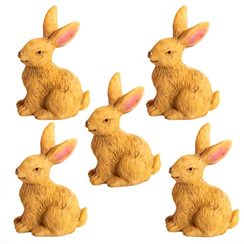 Logbuch-Verlag kleine Osterhasen-Figuren, 5er Set: Moderne Osterdeko, Mini-Hasen in Braun, Osterschmuck für Tischdeko, Geschenke und Osterfest, Hochwertige Deko-Figuren aus Polyresin, Indoor, 4,5 cm von Logbuch-Verlag