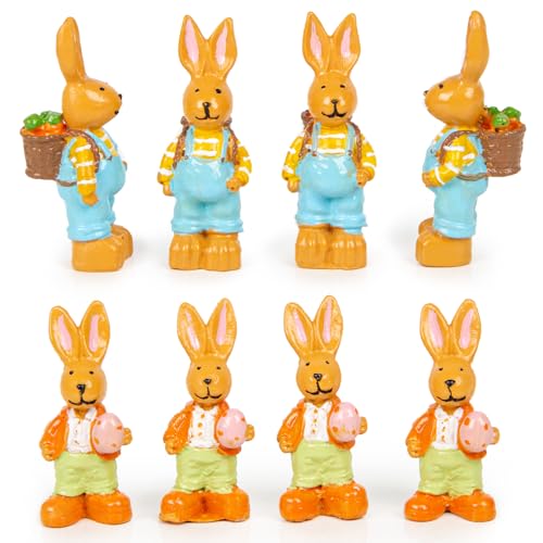 Logbuch-Verlag kleine Osterhasen-Figuren, 8er Set: Bunte Mini-Hasen Osterdeko, Osterschmuck für Tischdeko, Geschenke und Ostern, Hochwertige Deko-Figuren aus Polyresin, Indoor, 4 cm von Logbuch-Verlag