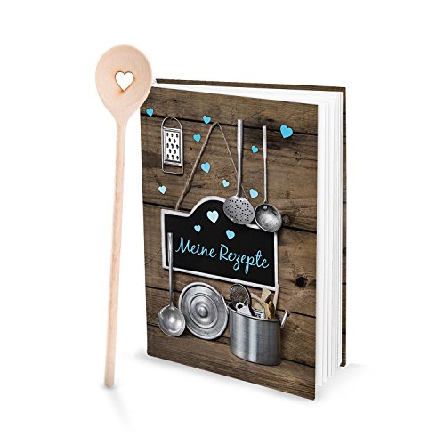 Logbuch-Verlag kleines leeres Kochbuch Buch für eigene Rezepte A5 Geschenkset mit Kochlöffel - Geschenk Weihnachten für Hobbyköche von Logbuch-Verlag