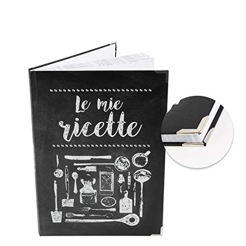 Logbuch-Verlag leeres Rezeptbuch LE MIE RICETTE - mit italienischem Titel - Blankobuch Kochbuch zum Selberschreiben DIN A4 schwarz weiß von Logbuch-Verlag